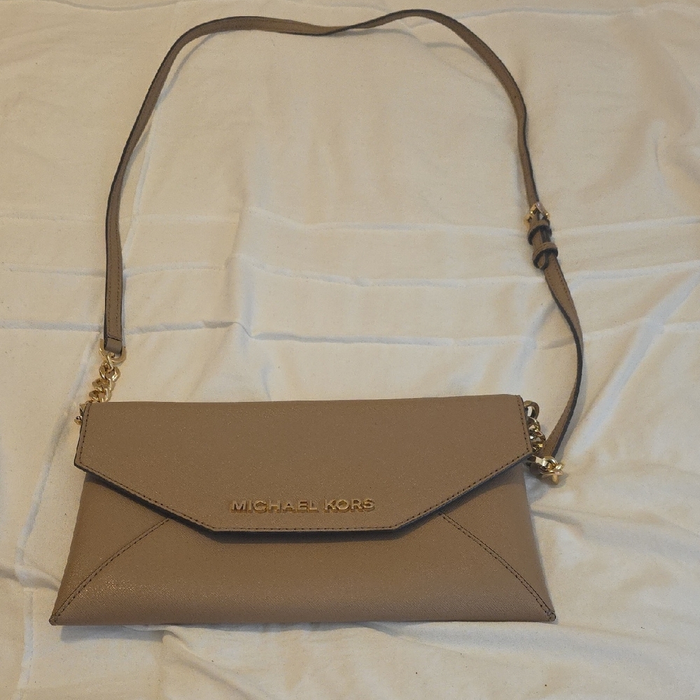 Michael Kors Tan Envelope Crossbody Bag